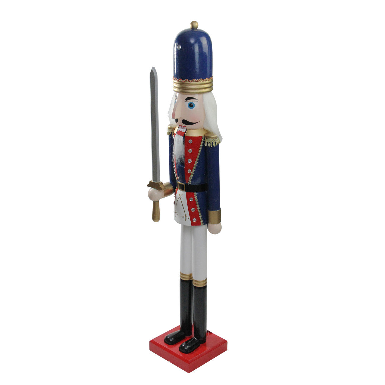 48.25" Blue and White Christmas Nutcracker Soldier with Sword