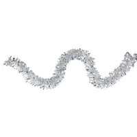 Thumbnail for 12' Shiny Silver Christmas Tinsel Garland with Holographic Snowflakes - Unlit