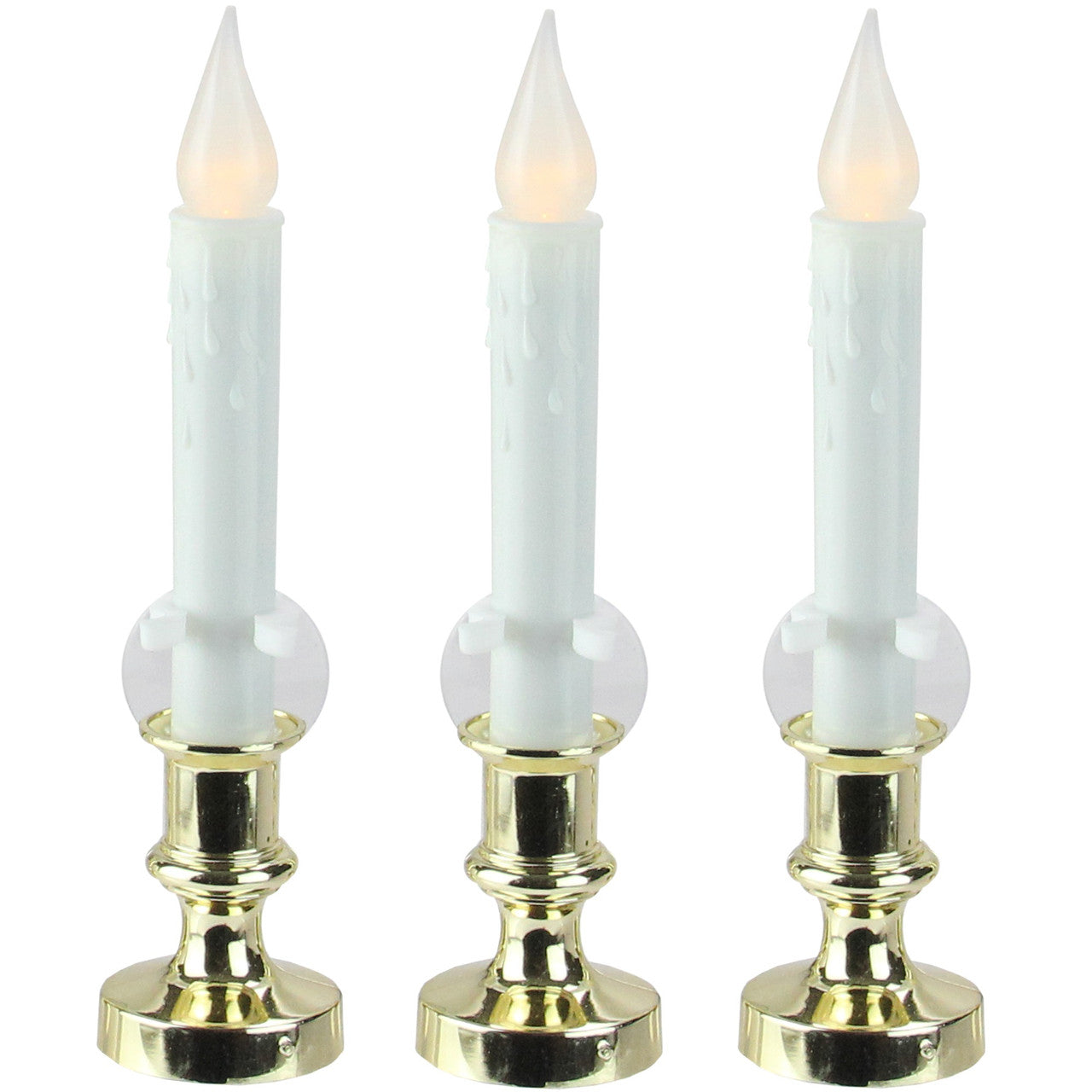 Set of 3 White LED C5 Flickering Window Christmas Candle Lamps with Timer 8.5"