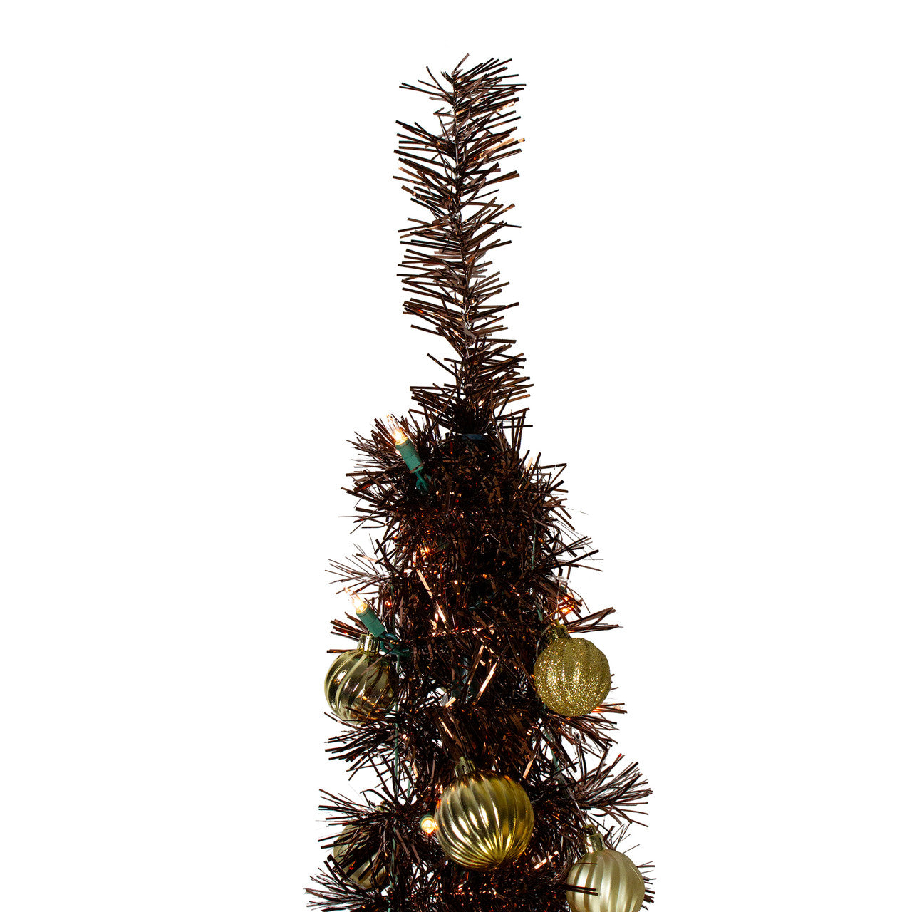 6' Pre-Lit Brown Pre-Decorated Pop-Up Artificial Christmas Tree