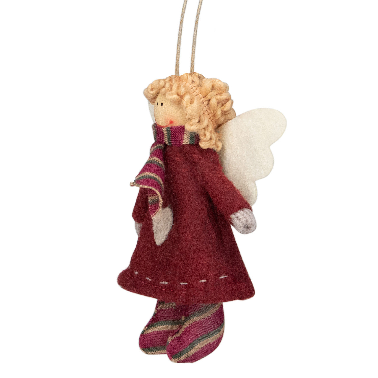 4.25" Red and White Angel with Wings Hanging Christmas Ornament