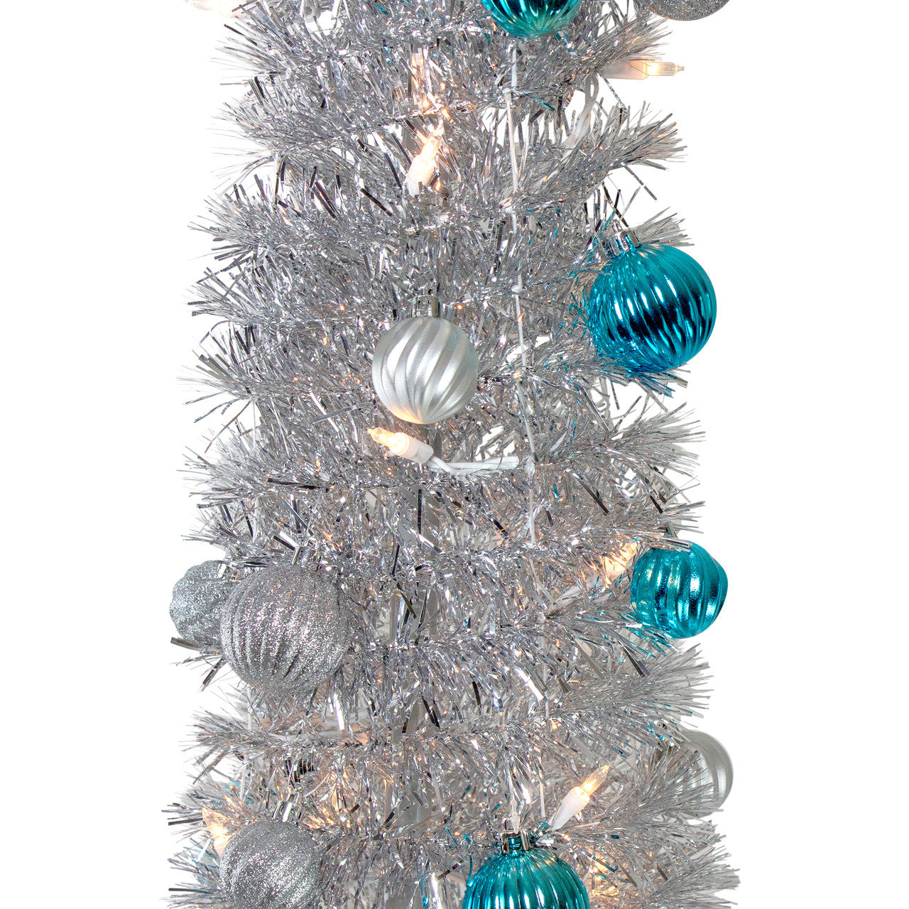 6' Pre-Lit Silver and Blue Pre-Decorated Pop-Up Artificial Christmas Tree