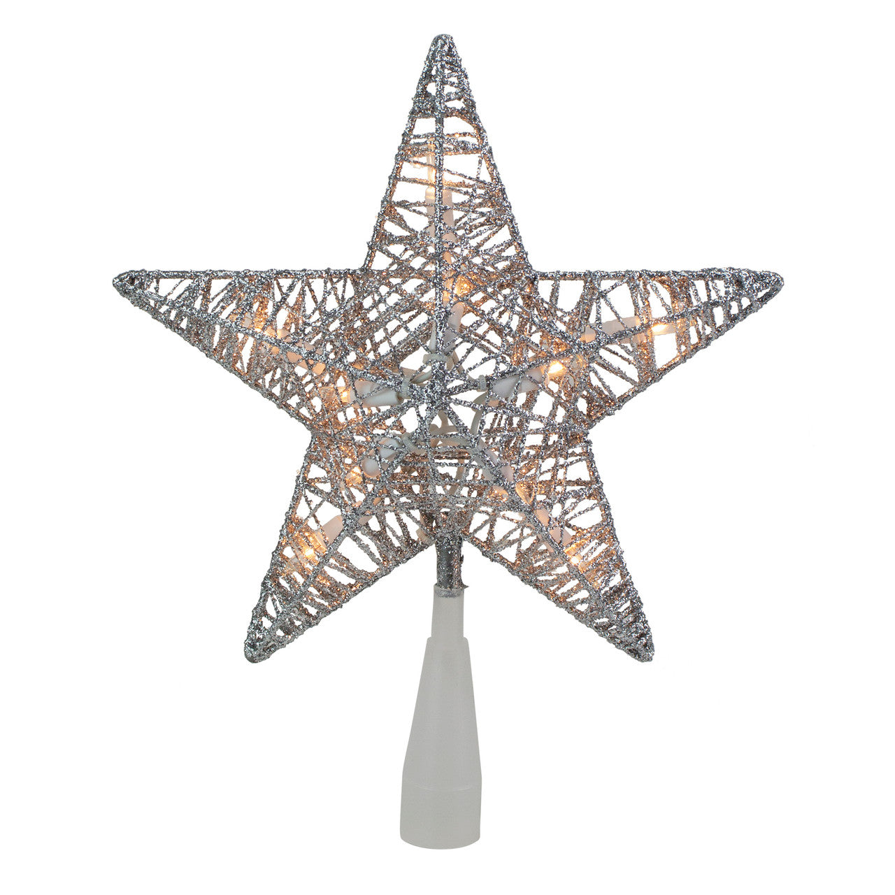 9.5" Lighted Silver Star Christmas Tree Topper - Clear Lights