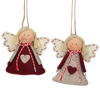 Thumbnail for Set of 2 Gray and Red Angel Christmas Ornaments 3.5