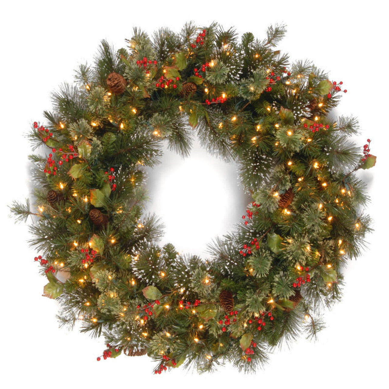 48" Wintry Pine(R) Wreath with Clear Lights