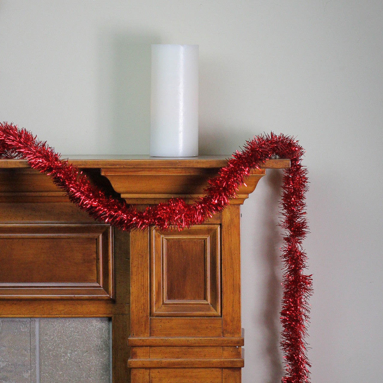 12' Traditional Red Christmas Tinsel Garland - Unlit