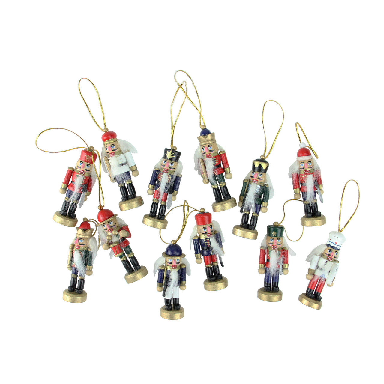 12-Piece Red and Blue Mini Christmas Nutcracker Ornament Set 3.25"