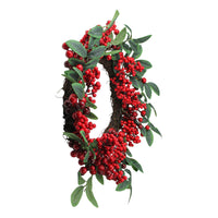 Thumbnail for Red Berries and Two-Tone Green Leaves Artificial Christmas Wreath - 18-Inch, Unlit