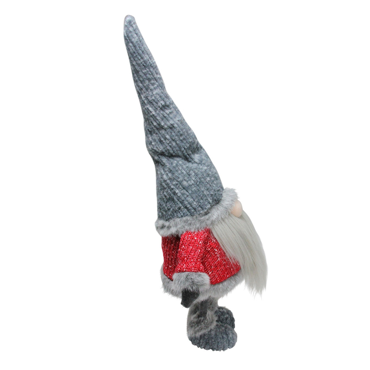 23.25" Bobbling Red and Gray Christmas Gnome with Metal Spring Frame