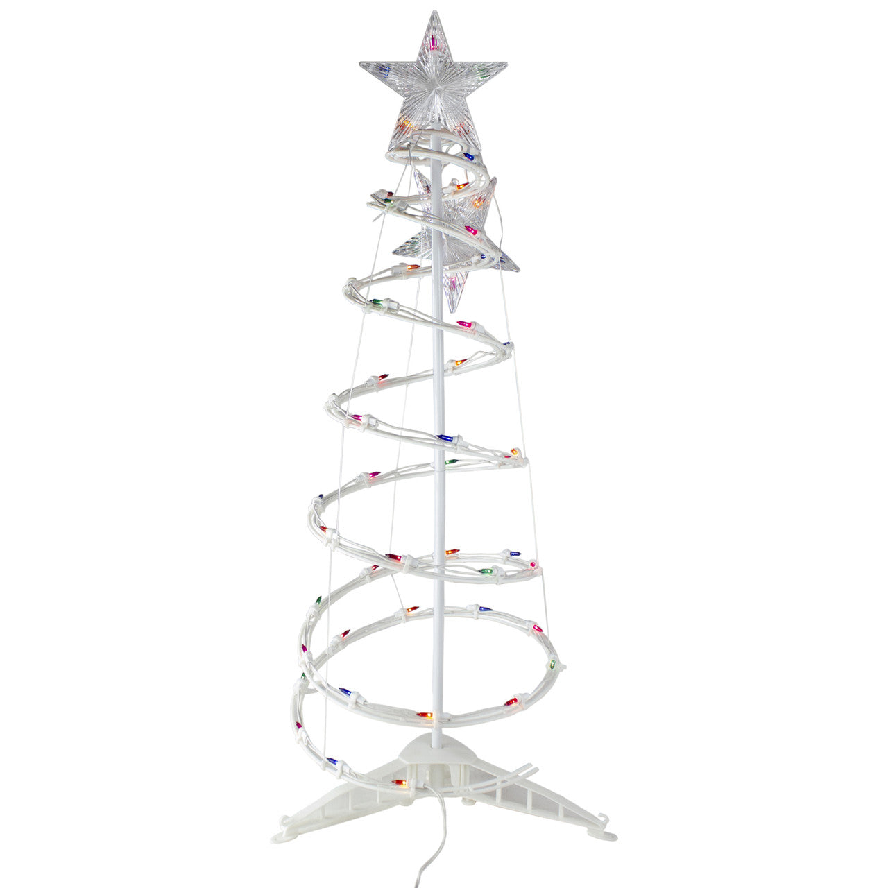 3ft Lighted Spiral Cone Tree Outdoor Christmas Decoration, Multi Lights