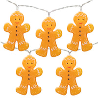 Thumbnail for 10-Count LED Orange Gingerbread Men Christmas Fairy Lights, 4ft, Copper Wire