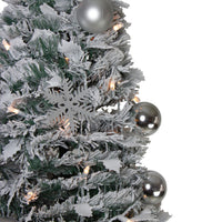 6' Pre-Lit Flocked Pre-Decorated Pop-Up Artificial Christmas Tree