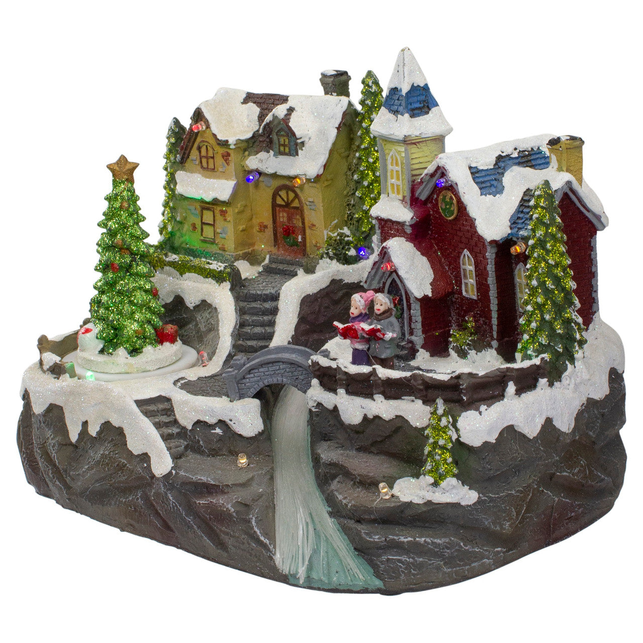 9" Lighted and Animated Christmas Village Scene with a Moving Christmas Tree