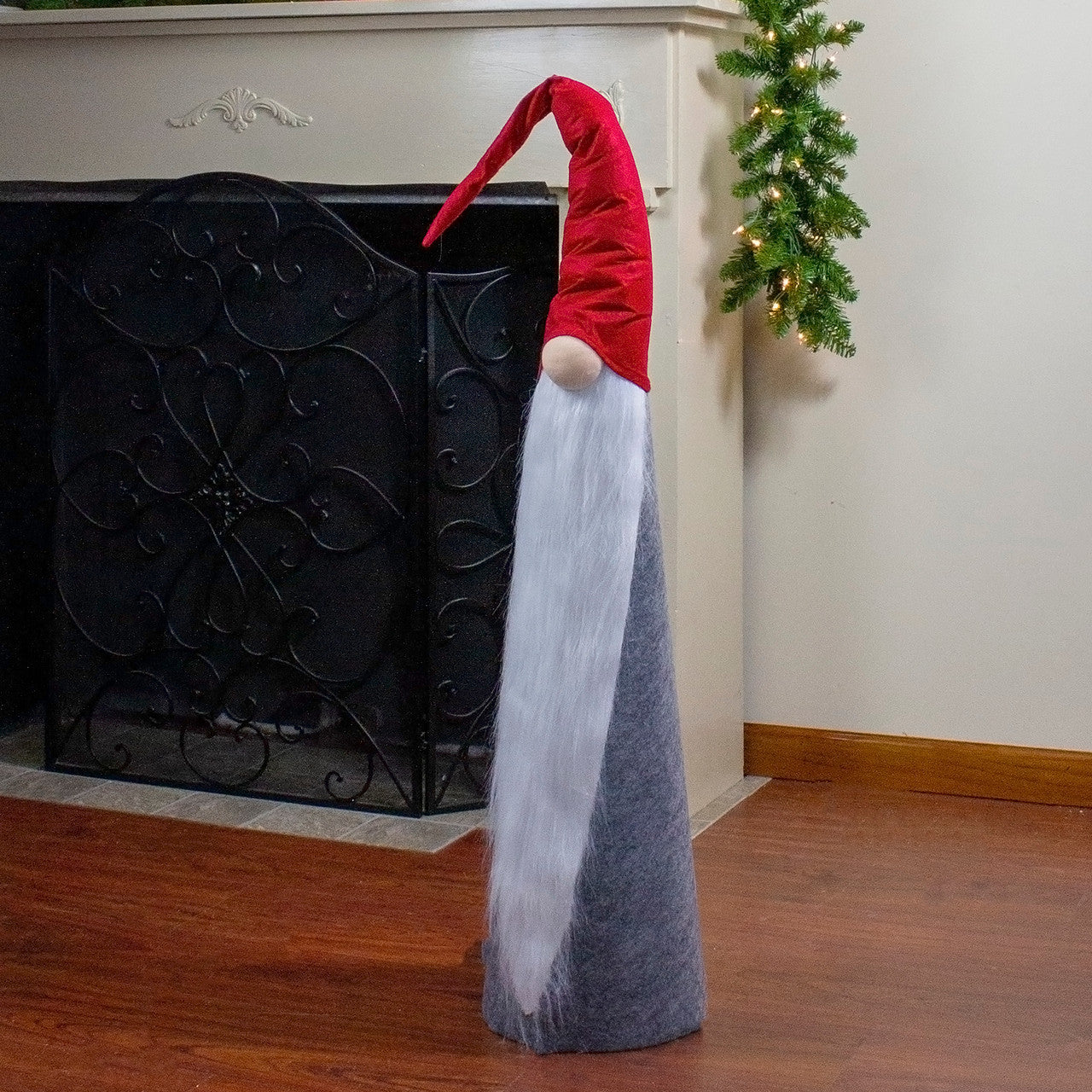 32.5" Red and Gray Cone Gnome Christmas Decor