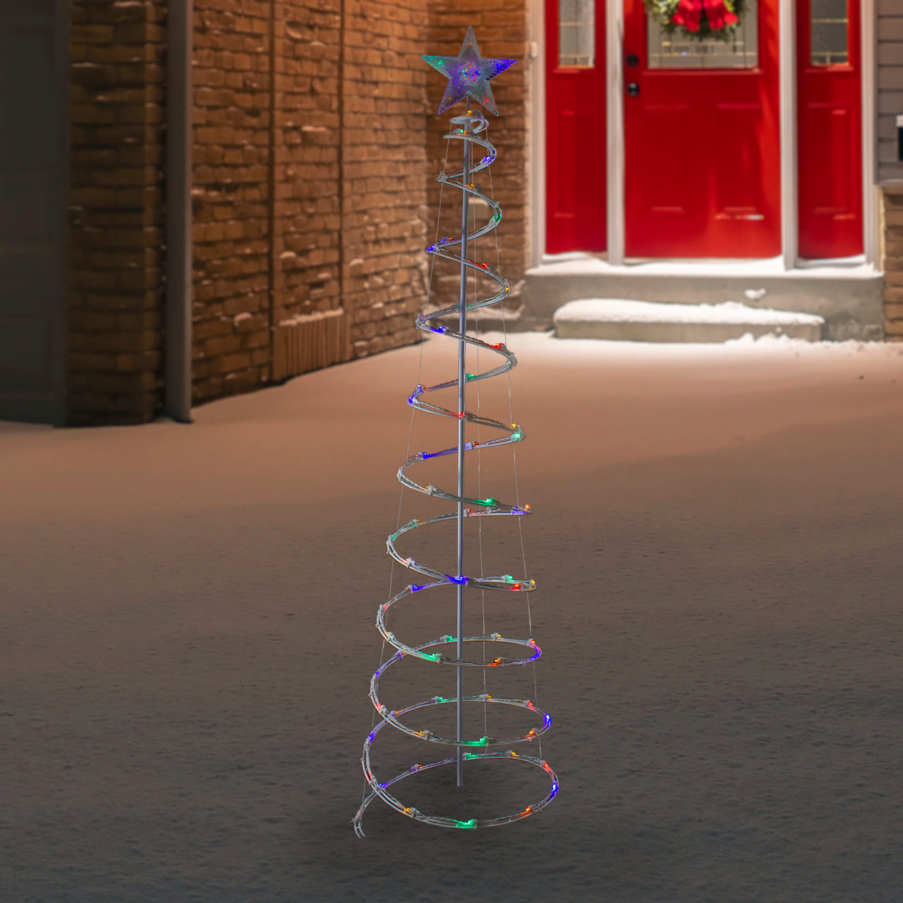 6ft LED Lighted Spiral Cone Tree Outdoor Christmas Decoration, Multi Lights