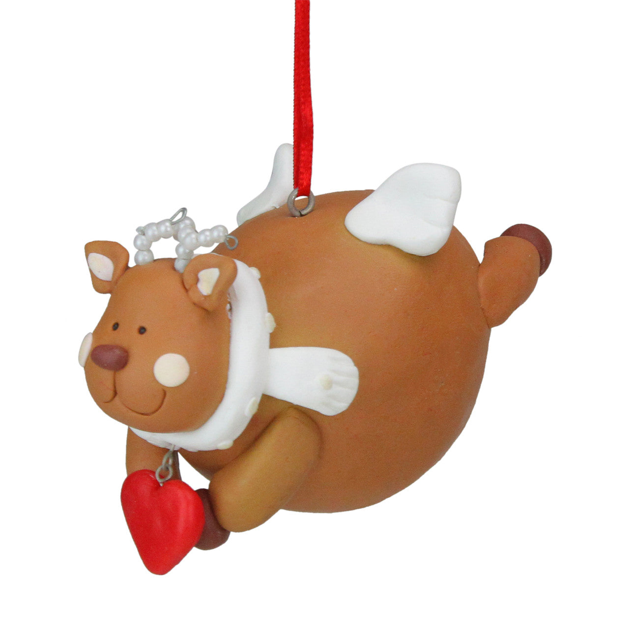 Club Pack of 12 Brown and White Chubby Reindeer Angel Christmas Ornaments 4"