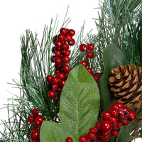 Thumbnail for Leaves, Berry and Pine Needle Artificial Christmas Wreath - 24-Inch, Unlit