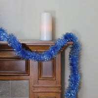 Thumbnail for 50' Traditional Shiny Sky Blue Foil Tinsel Garland - Unlit