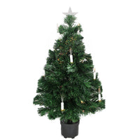 3' Pre-Lit Potted Medium Artificial Christmas Tree with Candles - Multi Color Lights