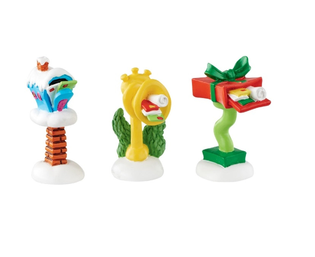 Department 56 Dr Seuss "Who-ville Wacky Mailboxes" 3-Piece Christmas Figurine Set #4053066