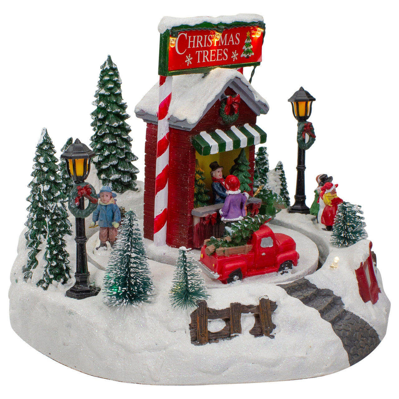 9" Lighted and Animated Christmas Tree Farm Winter Scene with Moving Cars