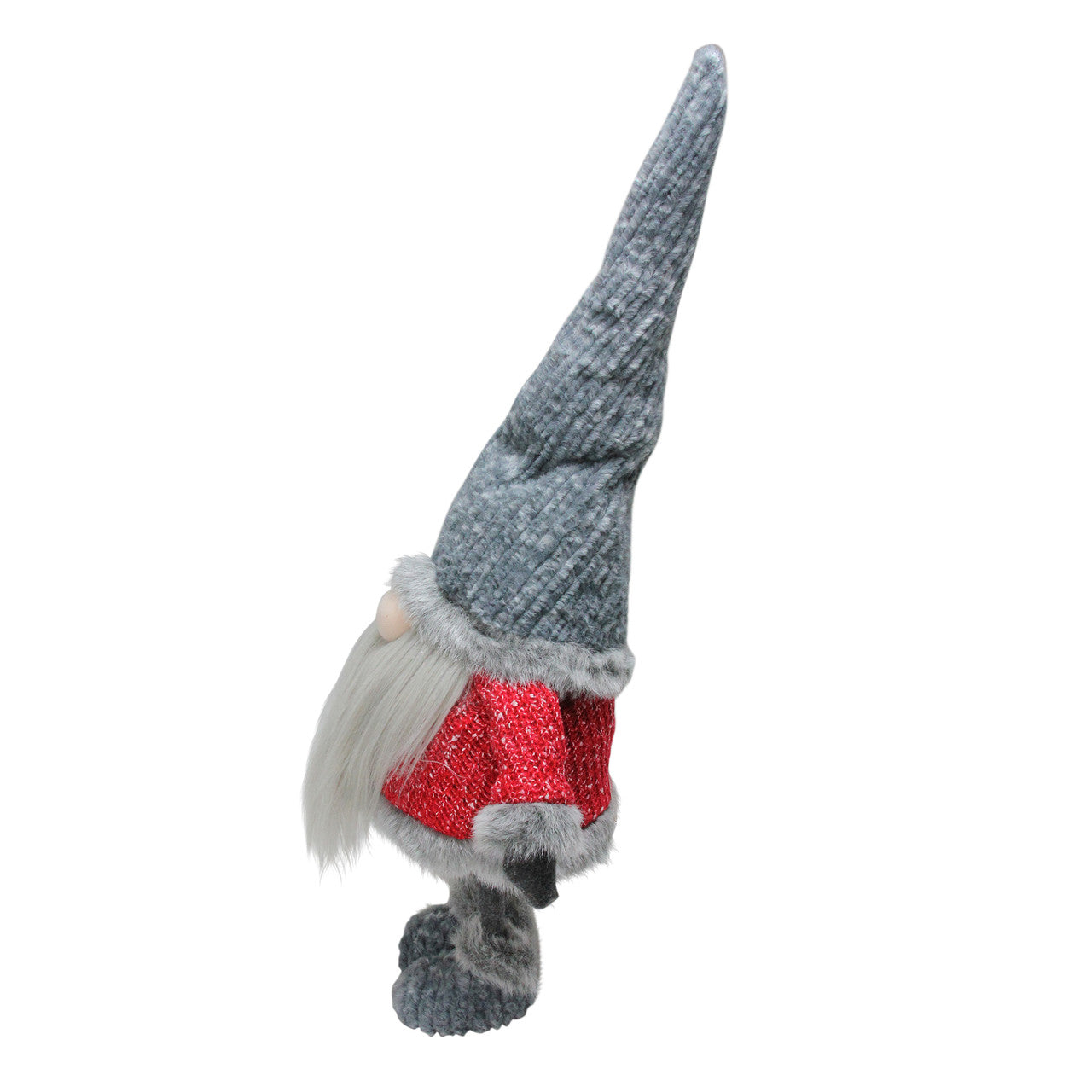 23.25" Bobbling Red and Gray Christmas Gnome with Metal Spring Frame