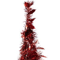 6' Pre-Lit Red Tinsel Pop-Up Artificial Christmas Tree - Clear Lights