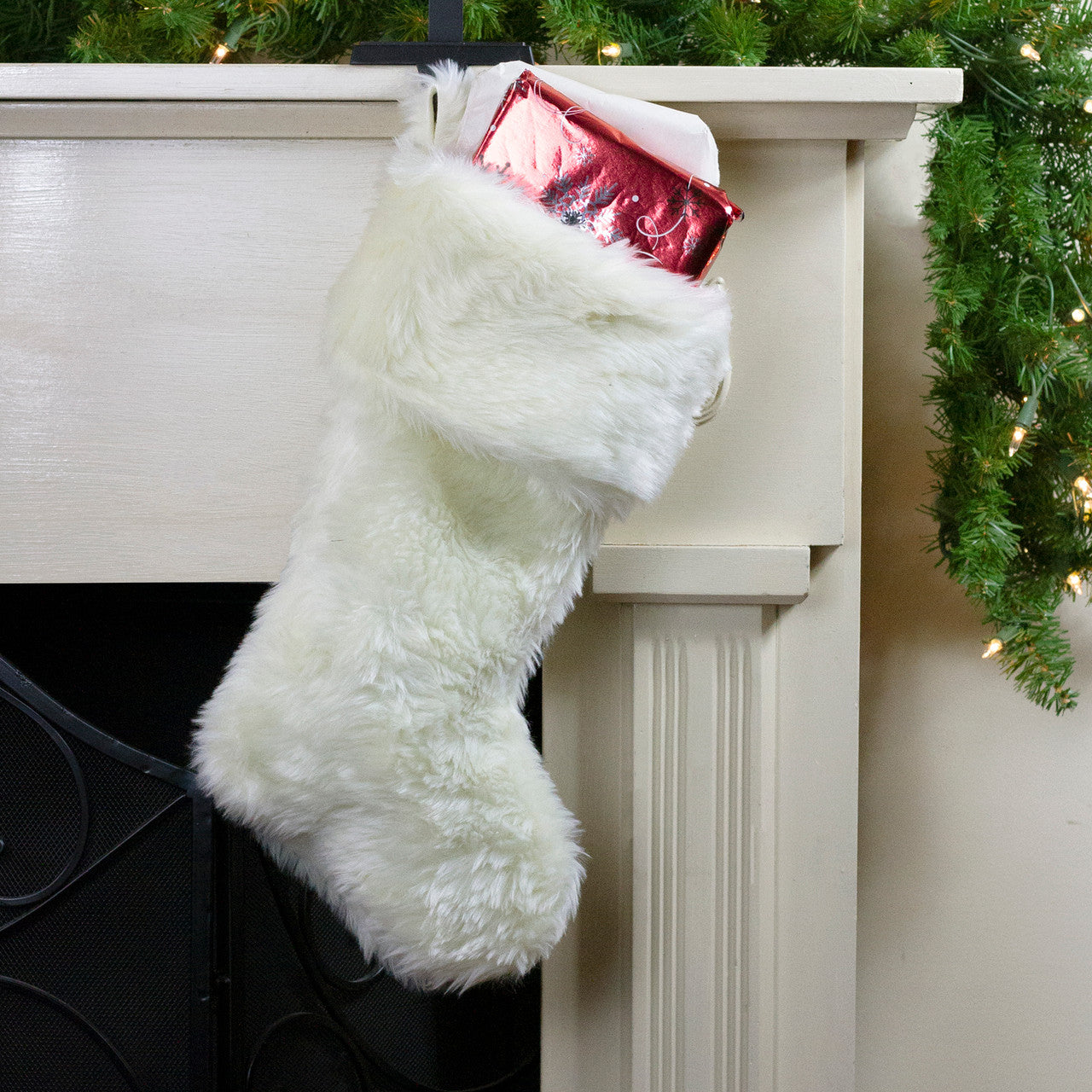 20" Ivory White Super Soft Faux Fur Decorative Christmas Stocking