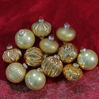 12ct Gold Mercury Glass Style Glass Christmas Ornament Set 3