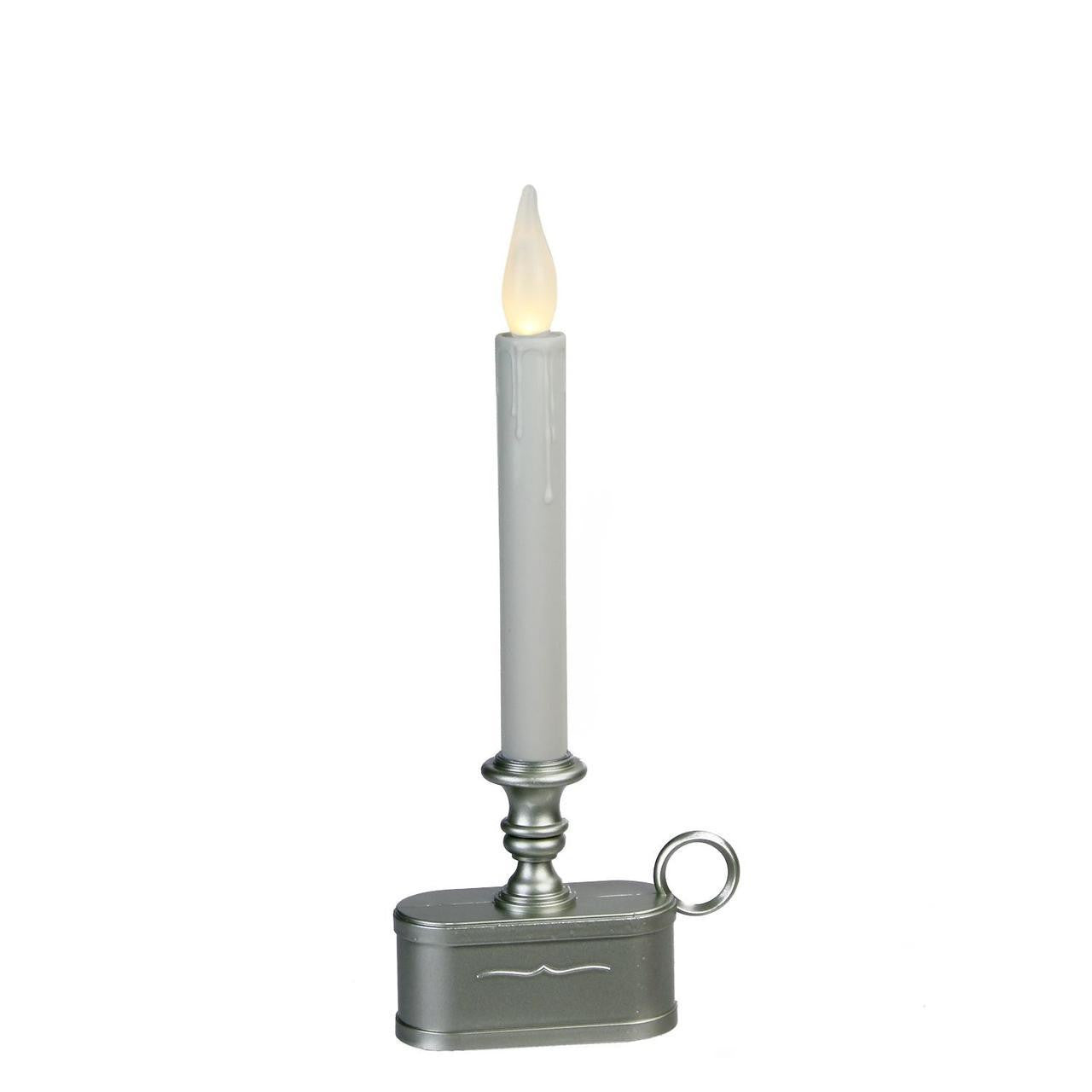 11" Pre-Lit Silver and Gray LED Christmas Candle Lamp with Toned Base