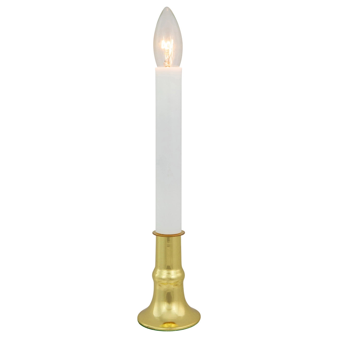 9" White and Gold C7 Light Christmas Candle Lamp with Timer