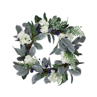 Thumbnail for Iced Hydrangeas, Blueberries, and Foliage Artificial Christmas Wreath - 26 Inch, Unlit