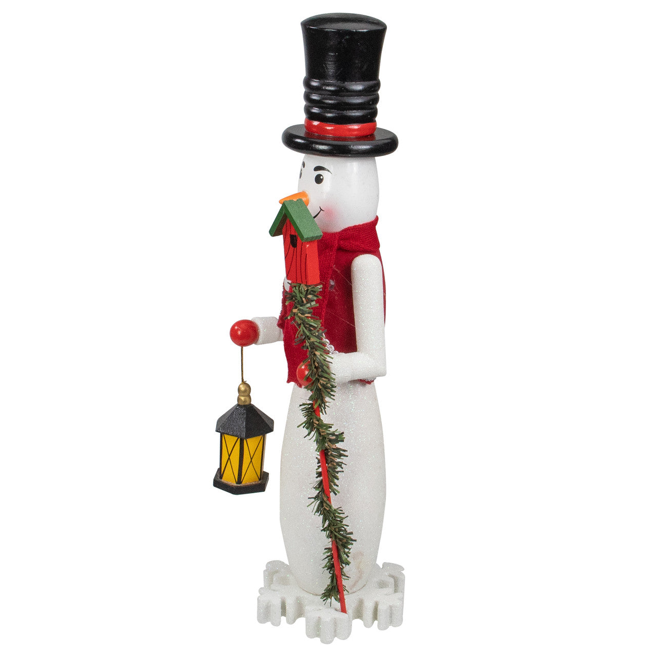 18" White and Red Wooden Snowman Christmas Nutcracker