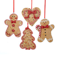 24 Gingerbread Kisses Claydough Men, Tree and Heart Christmas Ornaments 3.4