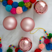 Thumbnail for 4ct Pink 2-Finish Glass Christmas Ball Ornaments 4