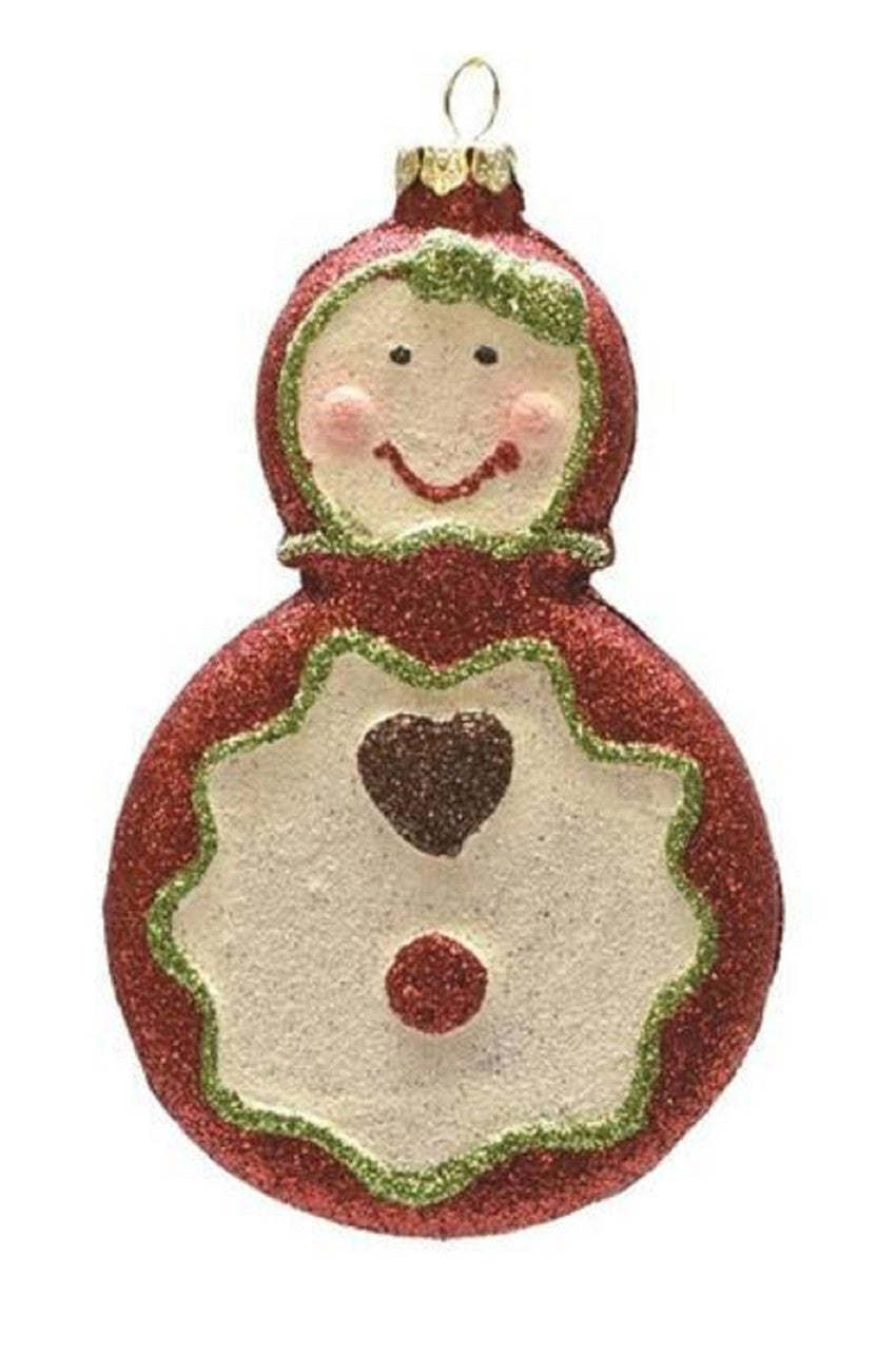 4.5" Red and Beige Glittered Shatterproof Gingerbread Girl Christmas Ornament