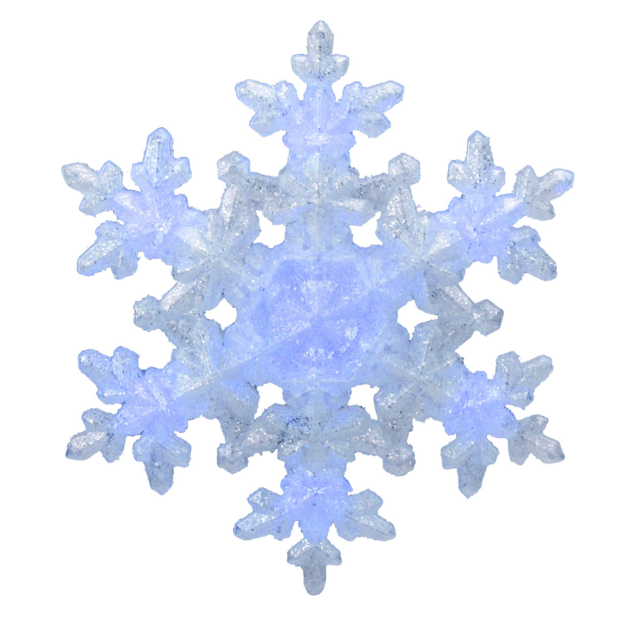 9.25" White and Blue Lighted Sparkly Snowflake Christmas Tree Topper - Clear Lights