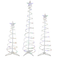 Set of 3 LED Lighted Multi-Color Outdoor Spiral Christmas Cone Trees 3', 4', and 6'