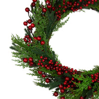 Thumbnail for Mixed Pine and Berries Artificial Christmas Wreath - 26 inch, Unlit