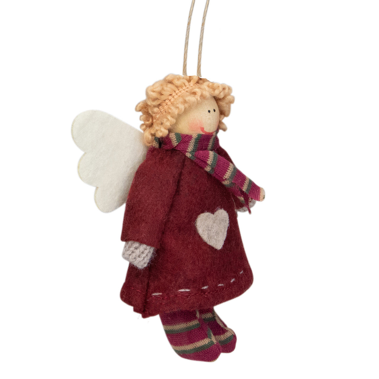 4.25" Red and White Angel with Wings Hanging Christmas Ornament