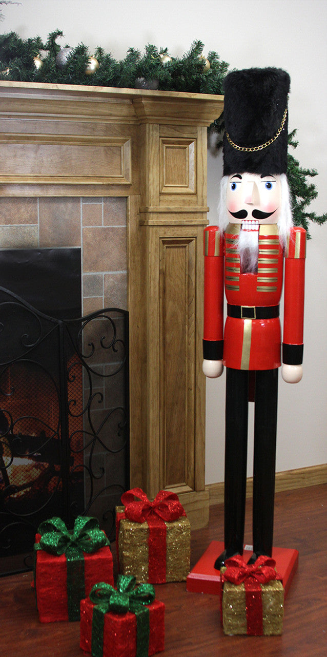 5' Commercial Size Wooden Red and Black Christmas Nutcracker Soldier