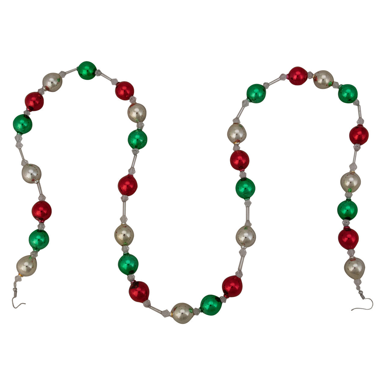 18ct Red and Green Beaded Garland with Christmas Ornaments 30"