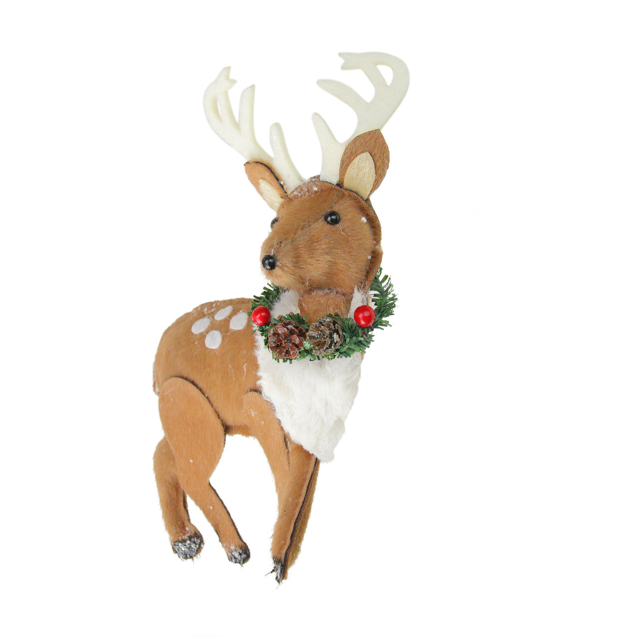 8" Brown and White Spot Reindeer with Antlers Christmas Ornament