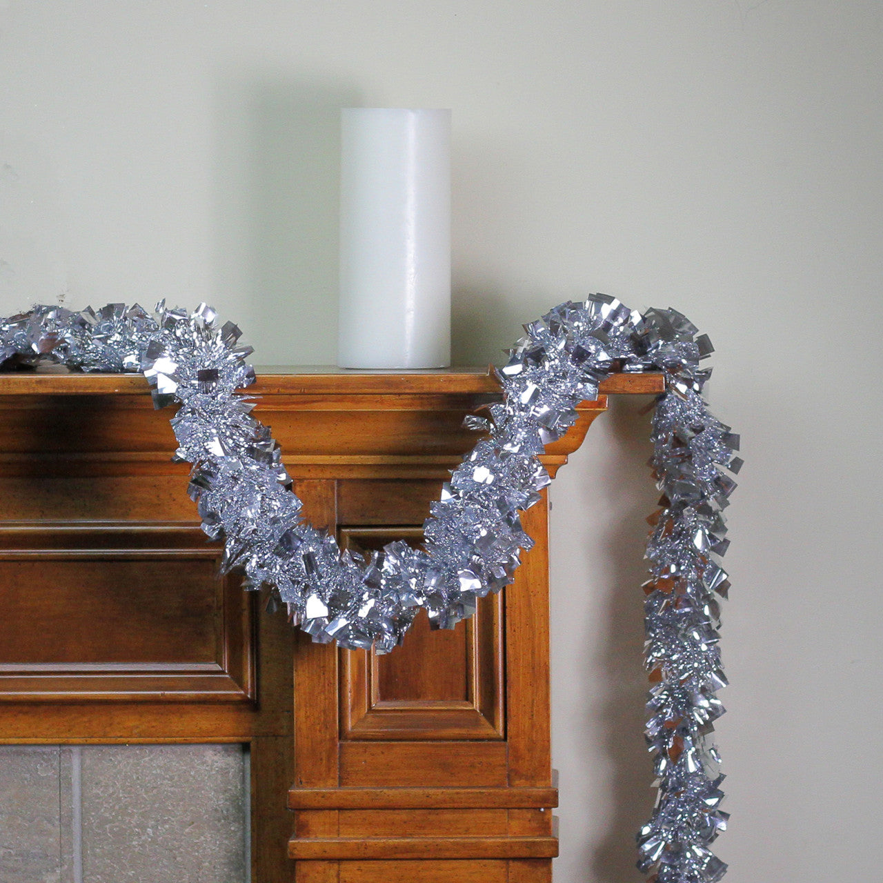 12' Shiny Holographic Silver Boa Christmas Tinsel Garland - Unlit