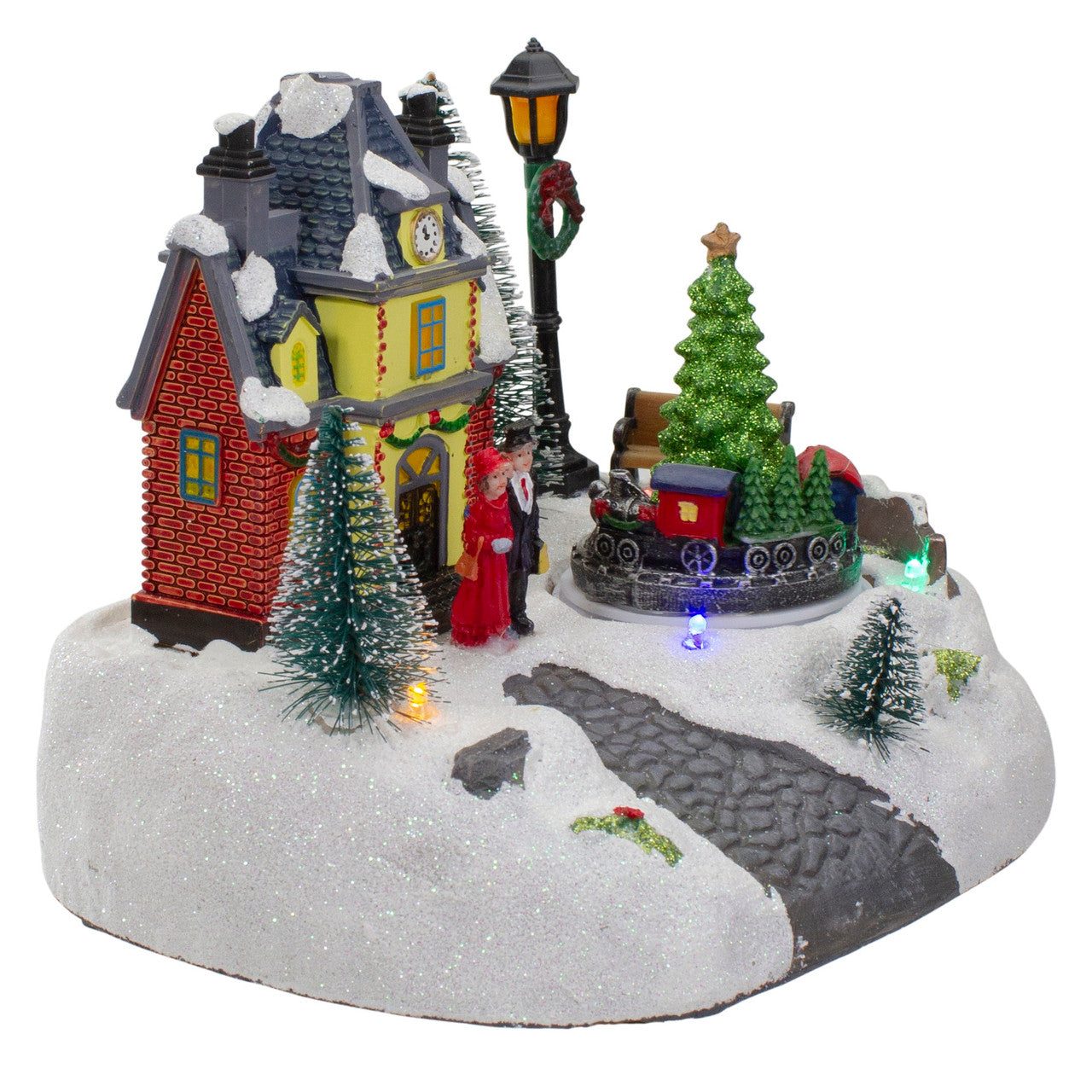 7" Lighted Christmas Village with Moving Train