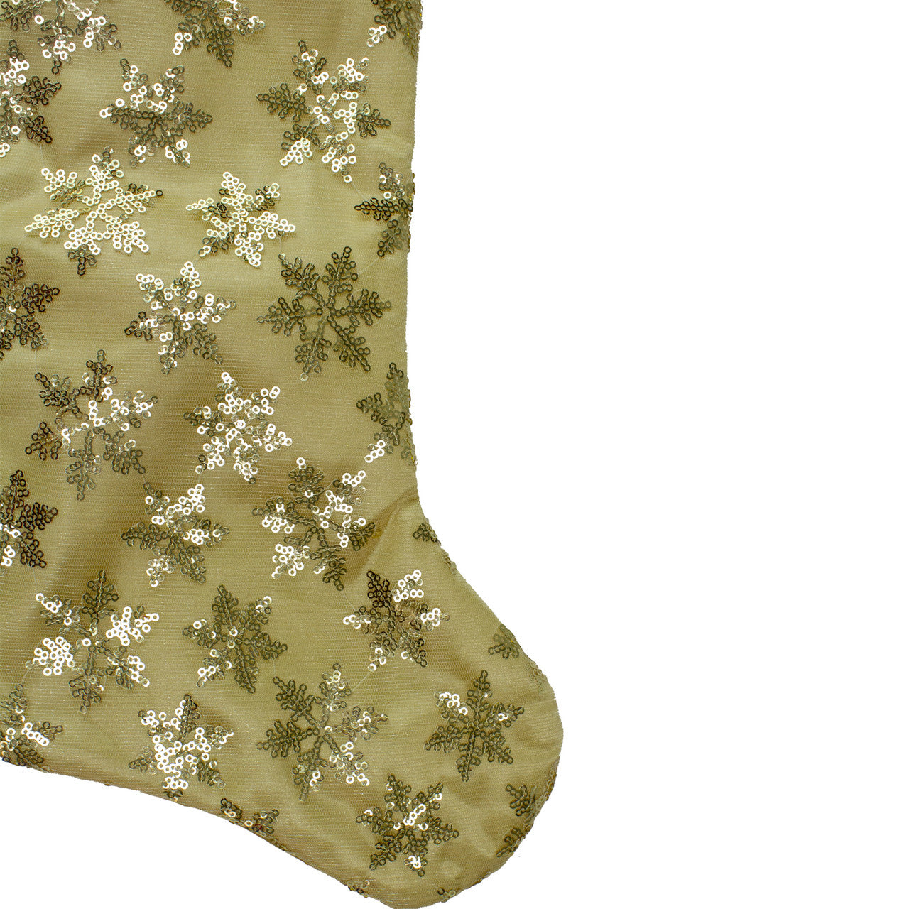 20.5" Gold and White Sequin Snowflake Christmas Stocking