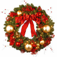 Pre-Lit Cozy Artificial Christmas Wreath - 36-inch, Clear Lights