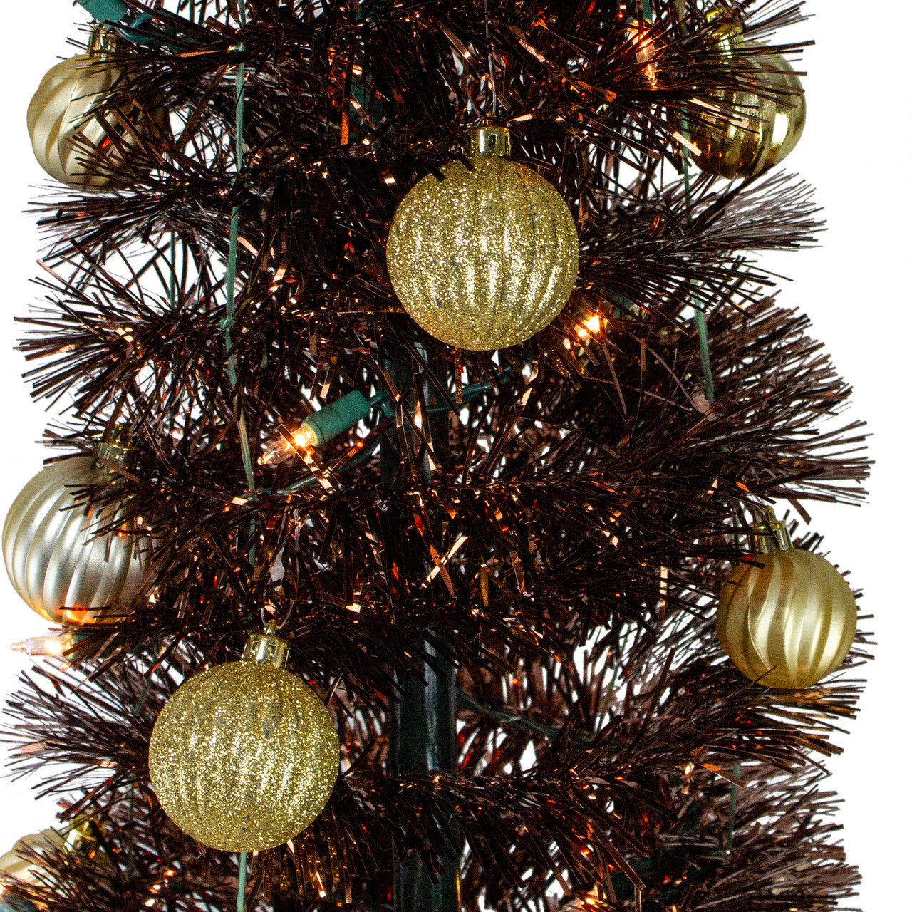 6' Pre-Lit Brown Pre-Decorated Pop-Up Artificial Christmas Tree