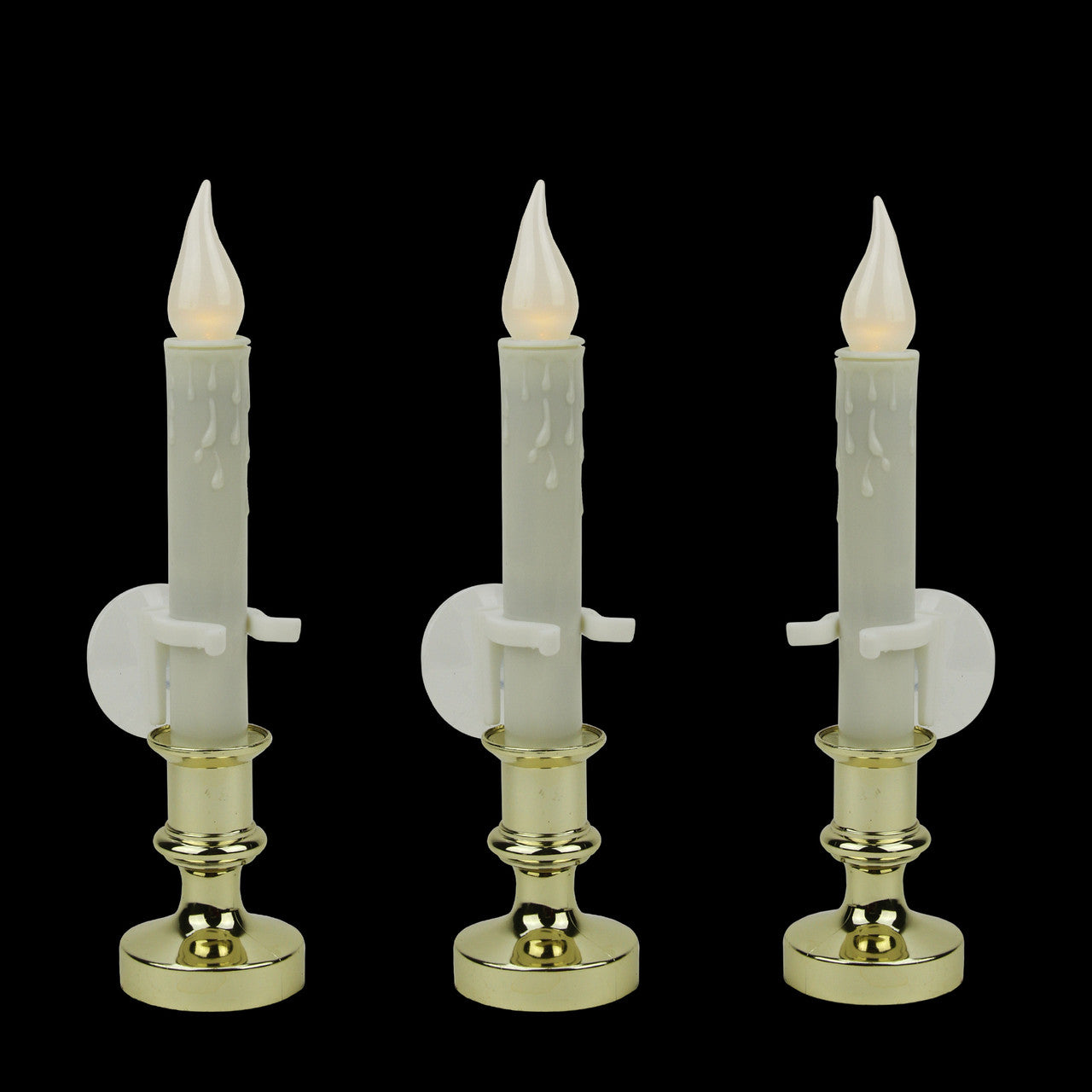 Set of 3 White LED C5 Flickering Window Christmas Candle Lamps with Timer 8.5"