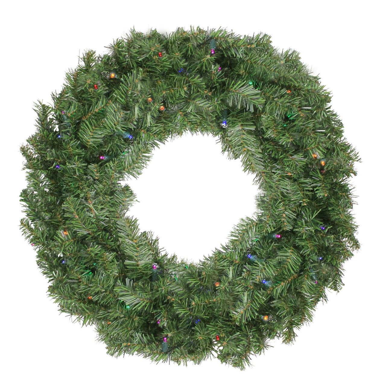 Pre-Lit Canadian Pine Artificial Christmas Wreath - 24-Inch, Multi Lights